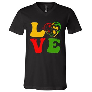 Happy Juneteenth Is My Independence Day Love Black  V-Neck T-Shirt