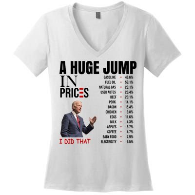 Huge Jump In Prices Joe Biden I Did That Women's V-Neck T-Shirt