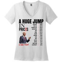 Huge Jump In Prices Joe Biden I Did That Women's V-Neck T-Shirt