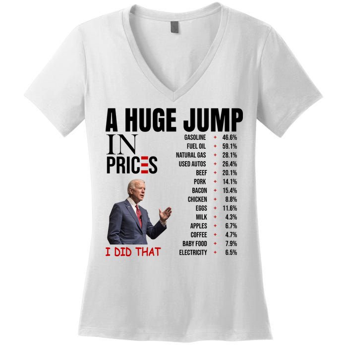 Huge Jump In Prices Joe Biden I Did That Women's V-Neck T-Shirt