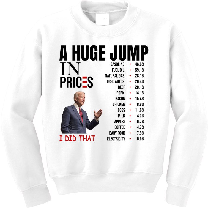 Huge Jump In Prices Joe Biden I Did That Kids Sweatshirt