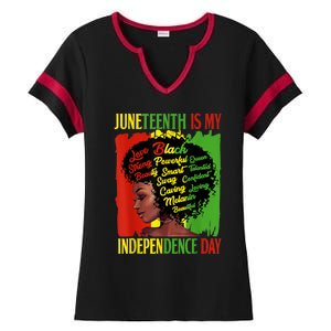 Happy Juneteenth Is My Independence Day Black Women Ladies Halftime Notch Neck Tee