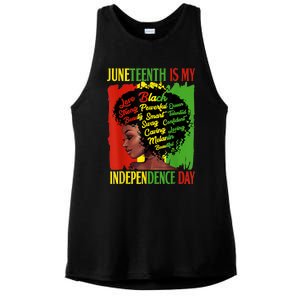 Happy Juneteenth Is My Independence Day Black Women Ladies PosiCharge Tri-Blend Wicking Tank