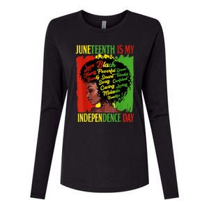 Happy Juneteenth Is My Independence Day Black Women Womens Cotton Relaxed Long Sleeve T-Shirt