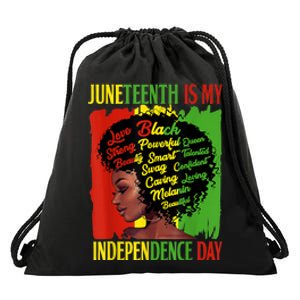 Happy Juneteenth Is My Independence Day Black Women Drawstring Bag