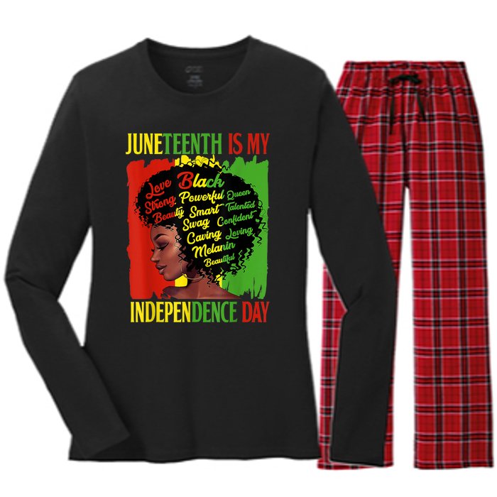 Happy Juneteenth Is My Independence Day Black Women Women's Long Sleeve Flannel Pajama Set 