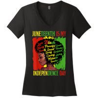 Happy Juneteenth Is My Independence Day Black Women Women's V-Neck T-Shirt