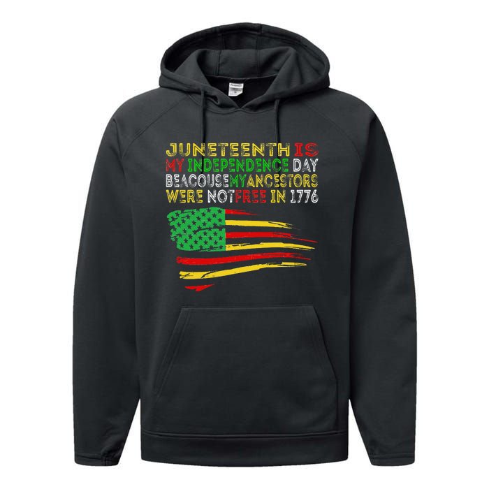 Happy Juneteenth Is My Independence Day Free ish Black Performance Fleece Hoodie