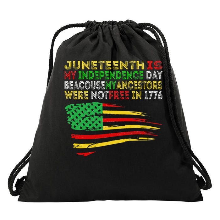 Happy Juneteenth Is My Independence Day Free ish Black Drawstring Bag