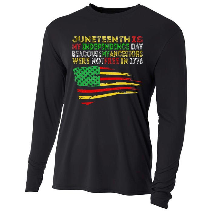 Happy Juneteenth Is My Independence Day Free ish Black Cooling Performance Long Sleeve Crew