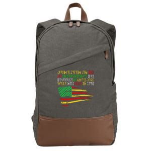 Happy Juneteenth Is My Independence Day Free ish Black Cotton Canvas Backpack