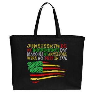 Happy Juneteenth Is My Independence Day Free ish Black Cotton Canvas Jumbo Tote