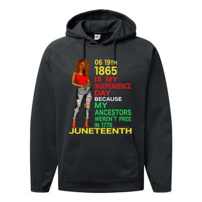 Happy Juneteenth Is My Independence Day Free Black  Performance Fleece Hoodie