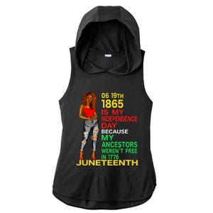 Happy Juneteenth Is My Independence Day Free Black Women Ladies PosiCharge Tri-Blend Wicking Draft Hoodie Tank