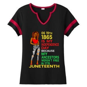 Happy Juneteenth Is My Independence Day Free Black Women Ladies Halftime Notch Neck Tee