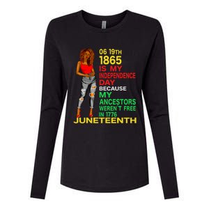 Happy Juneteenth Is My Independence Day Free Black Women Womens Cotton Relaxed Long Sleeve T-Shirt