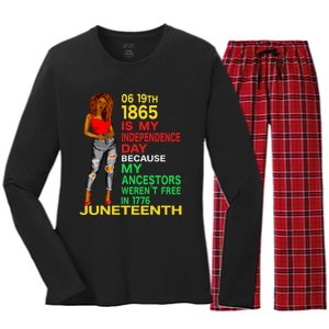 Happy Juneteenth Is My Independence Day Free Black Women Women's Long Sleeve Flannel Pajama Set 