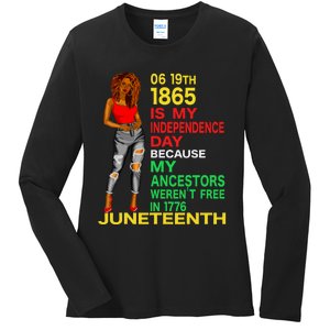 Happy Juneteenth Is My Independence Day Free Black Women Ladies Long Sleeve Shirt