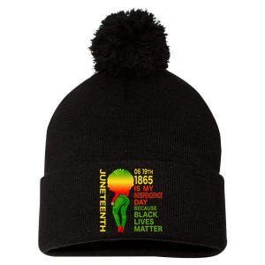 Happy Juneteenth Is My Independence Day Free Black Wo Pom Pom 12in Knit Beanie