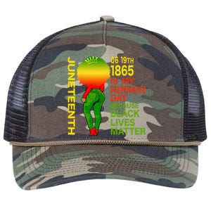 Happy Juneteenth Is My Independence Day Free Black Wo Retro Rope Trucker Hat Cap