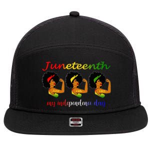 Happy Juneteenth Is My Independence Day Free Black Wo 7 Panel Mesh Trucker Snapback Hat