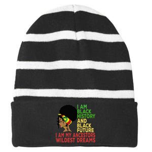 Happy Juneteenth Is My Independence Day Black Wo Striped Beanie with Solid Band