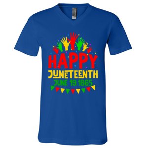 Happy Juneteenth June 19 1865 Black History Freedom Melanin Gift V-Neck T-Shirt