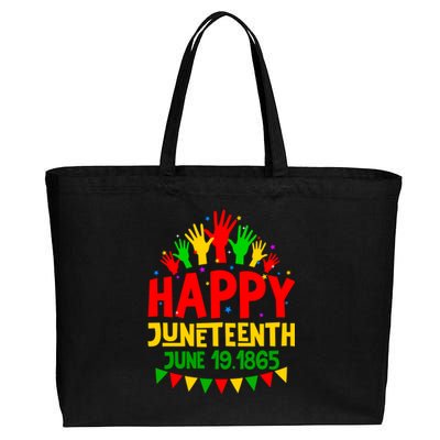 Happy Juneteenth June 19 1865 Black History Freedom Melanin Gift Cotton Canvas Jumbo Tote