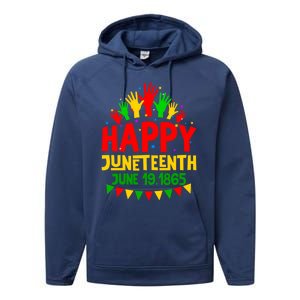 Happy Juneteenth June 19 1865 Black History Freedom Melanin Gift Performance Fleece Hoodie