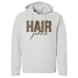 Hair Junkie Leopard Hair Hairdresser Hairstylist Performance Fleece Hoodie