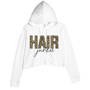 Hair Junkie Leopard Hair Hairdresser Hairstylist Crop Fleece Hoodie