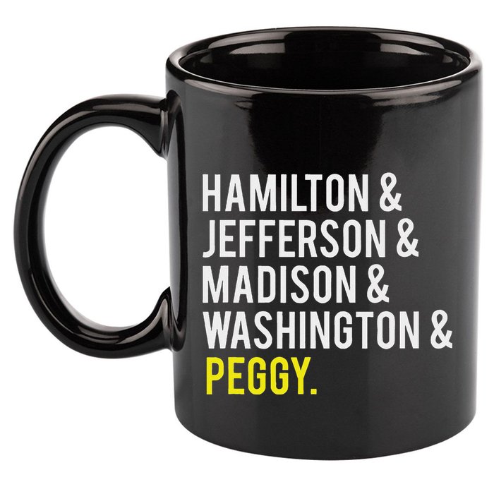Hamilton Jefferson Madison Washington And Peggy 11oz C Handle Ceramic Mug