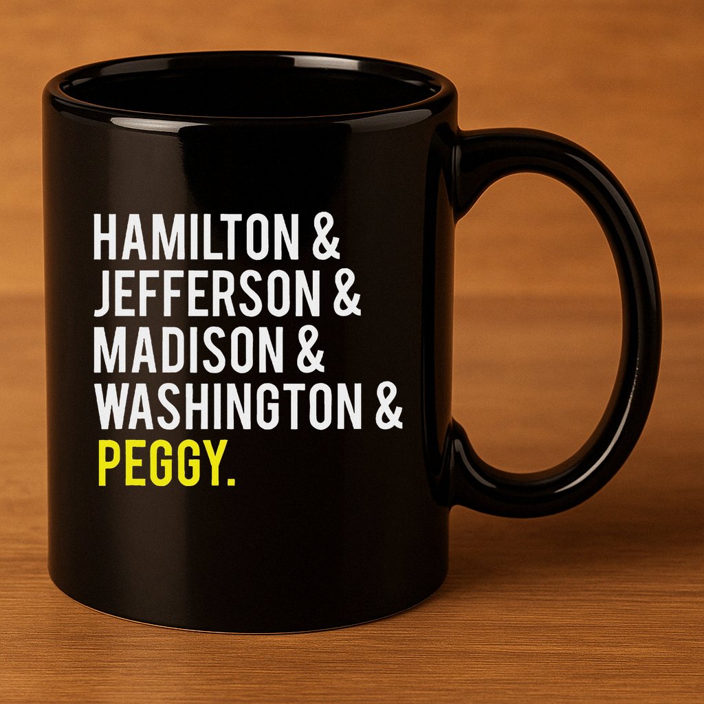 Hamilton Jefferson Madison Washington And Peggy 11oz C Handle Ceramic Mug