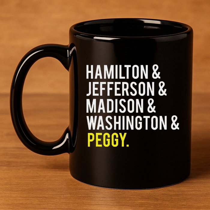 Hamilton Jefferson Madison Washington And Peggy 11oz C Handle Ceramic Mug