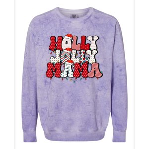 Holly Jolly Mama Mom Matching Merry Christmas Holiday Colorblast Crewneck Sweatshirt