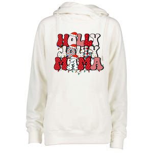 Holly Jolly Mama Mom Matching Merry Christmas Holiday Womens Funnel Neck Pullover Hood