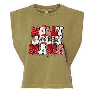 Holly Jolly Mama Mom Matching Merry Christmas Holiday Garment-Dyed Women's Muscle Tee