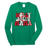 Holly Jolly Mama Mom Matching Merry Christmas Holiday Long Sleeve Shirt