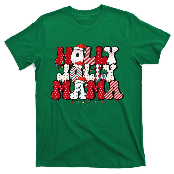 Holly Jolly Mama Mom Matching Merry Christmas Holiday T-Shirt