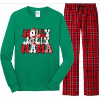 Holly Jolly Mama Mom Matching Merry Christmas Holiday Long Sleeve Pajama Set