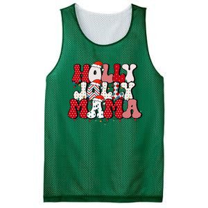 Holly Jolly Mama Mom Matching Merry Christmas Holiday Mesh Reversible Basketball Jersey Tank