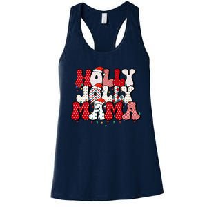 Holly Jolly Mama Mom Matching Merry Christmas Holiday Women's Racerback Tank