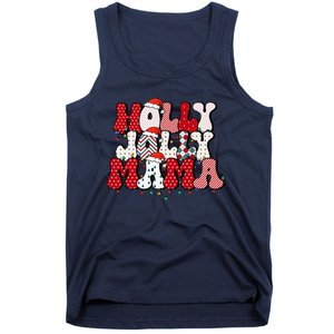 Holly Jolly Mama Mom Matching Merry Christmas Holiday Tank Top