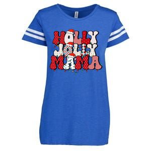 Holly Jolly Mama Mom Matching Merry Christmas Holiday Enza Ladies Jersey Football T-Shirt