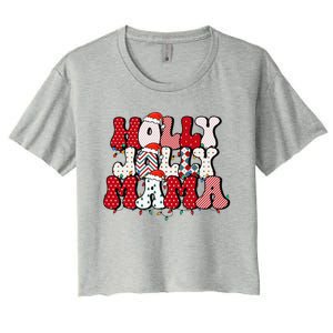 Holly Jolly Mama Mom Matching Merry Christmas Holiday Women's Crop Top Tee