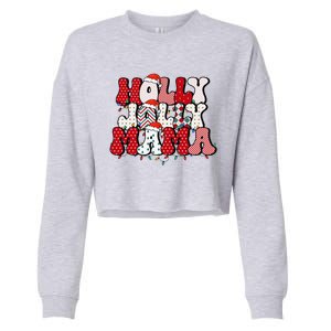 Holly Jolly Mama Mom Matching Merry Christmas Holiday Cropped Pullover Crew