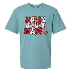 Holly Jolly Mama Mom Matching Merry Christmas Holiday Sueded Cloud Jersey T-Shirt