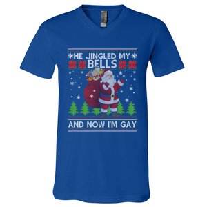 He Jingled My Bells And Now IM Ugly Christmas Gift V-Neck T-Shirt