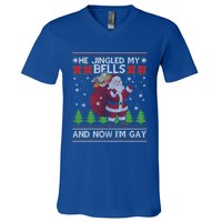 He Jingled My Bells And Now IM Ugly Christmas Gift V-Neck T-Shirt