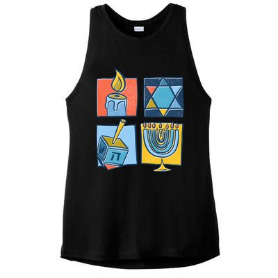 Hanukkah Jewish Menorah Pajamas Chanukah Ladies PosiCharge Tri-Blend Wicking Tank